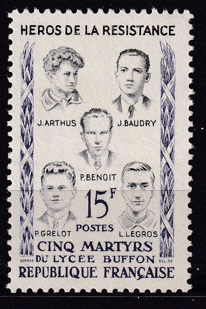 FRANCE TIMBRE NEUF N 1198 LES 5 MARTYRS DU LYCEE BUFFON HEROS RESISTANCE 404186579979