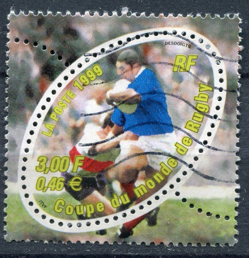 FRANCE TIMBRE OBL N 3280 COUPE DU MONDE DE RUGBY 1999 110931800379