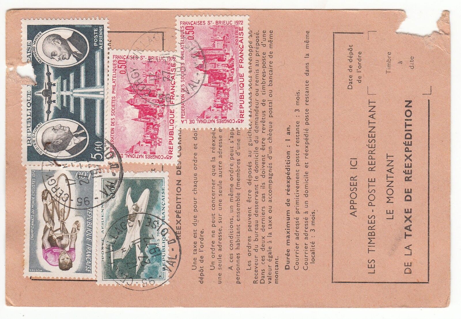 FRANCE TIMBRE ORDRE DE REEXPEDITION GERCY POUR GERCY VILLAGE 1972 401076038449