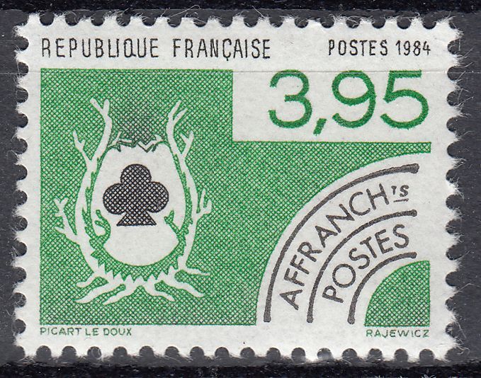 FRANCE TIMBRE PREOBLITERE N 185 CARTE A JOUER TREFLE 122172303689