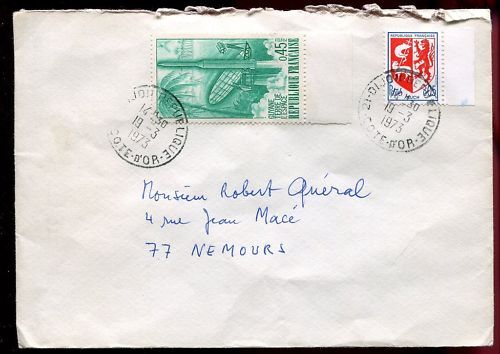 LETTRE FONTAINE LES DIJON POUR NEMOURS 1973 110678700469