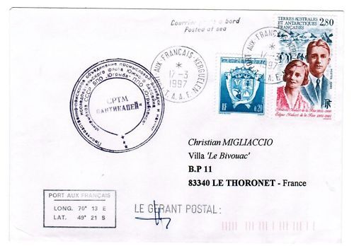 LETTRE TAAF PORT AUX FRANCAIS KERGUE A THORONET 1997 110618862569