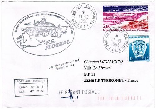 LETTRE TAFF PORT AUX FRANCAIS KERGUE A THORONET 1998 110618865119