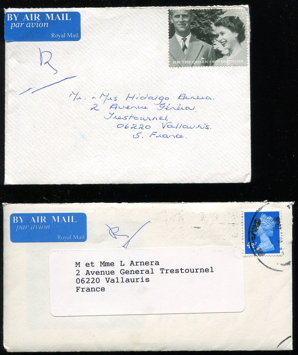 LOT DE 2 LETTRES ANGLETERRE POUR LA FRANCE AIR MAIL 120817393519