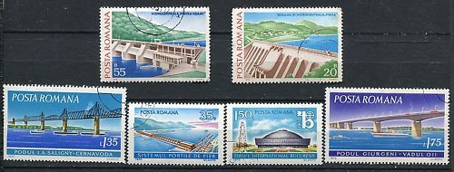 LOT DE 6 TIMBRES ROUMANIE THEMES CONSTRUCTION HUMAINE 110622927039