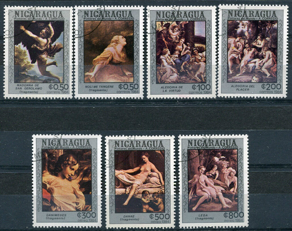 LOT SERIE TIMBRES NICARAGUA 1984 THEME TABLEAUX 120794017569