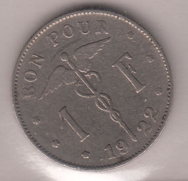 MONNAIE 1 FRANC 1922 BELGIQUE 122938401679