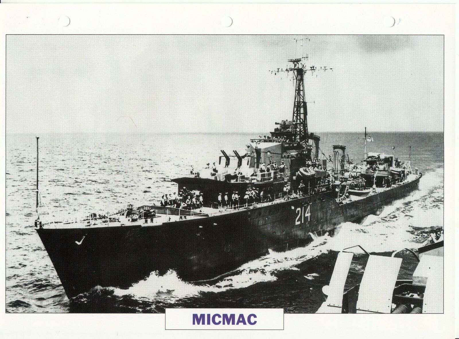 PHOTO BATEAU MILITAIRE DESTROYER MICMAC CANADA 1943 401766674479