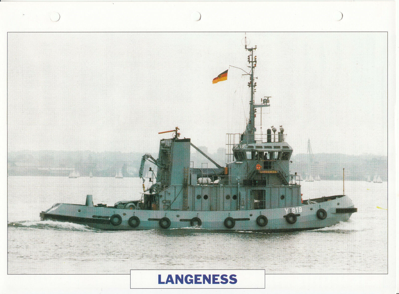 PHOTO BATEAU MILITAIRE REMORQUEUR LANGENESS ALLEMAGNE 1986 123790281949