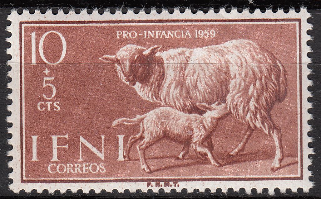 TIMBRE IFNI ESPAGNE NEUF N 126 ENFANCE INDIGENE BREBIS ET AGNEAU 401089944029