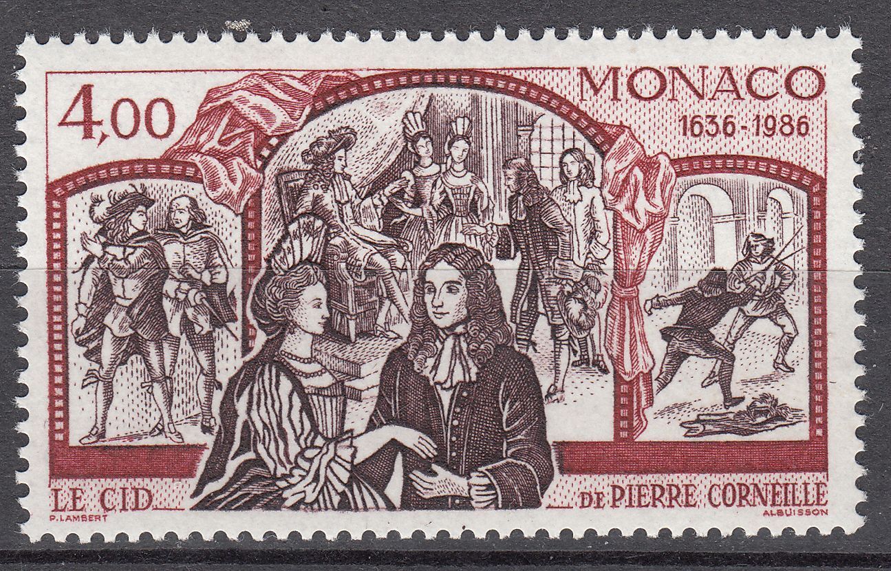 TIMBRE MONACO NEUF N 1547 LES ARTS REPRESENTATION PIECE LE CID DE CORNEILLE 123509543879