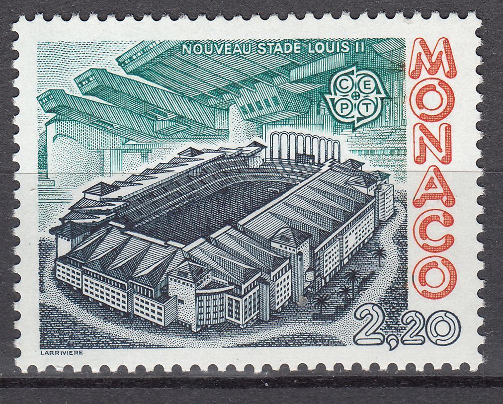 TIMBRE MONACO NEUF N 1565 VUE EXTERIEURE DU NOUVEAU STADE LOUIS II 123509550129