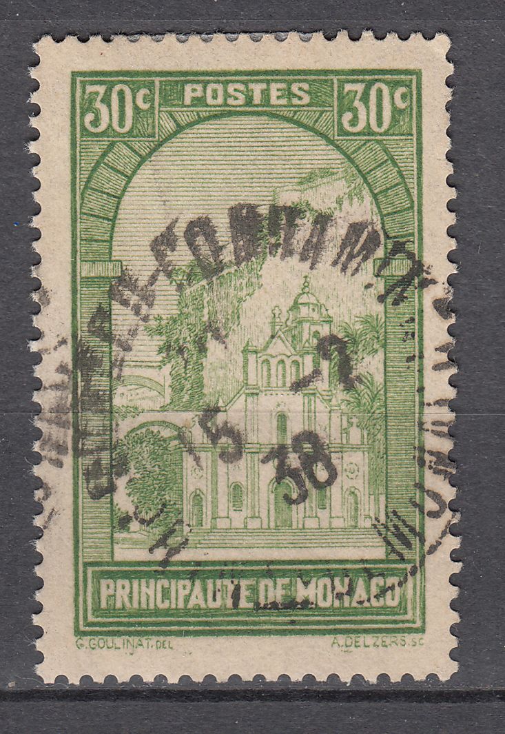 TIMBRE MONACO OBL N 122 RAVIN ET EGLISE DE SAINTE DEVOTE 123382193979