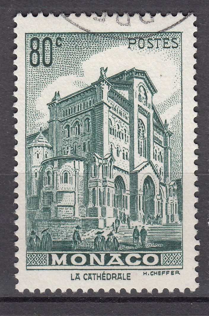 TIMBRE MONACO OBL N 255 CATHEDRALE DE MONACO 123425420979