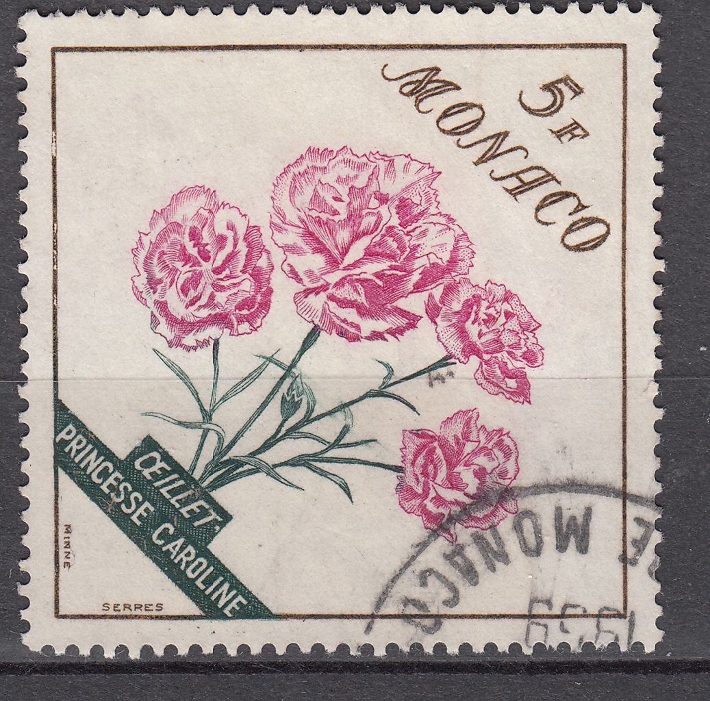 TIMBRE MONACO OBL N 514 FLEURS OEILLET PRINCESSE CAROLINE 401635166159