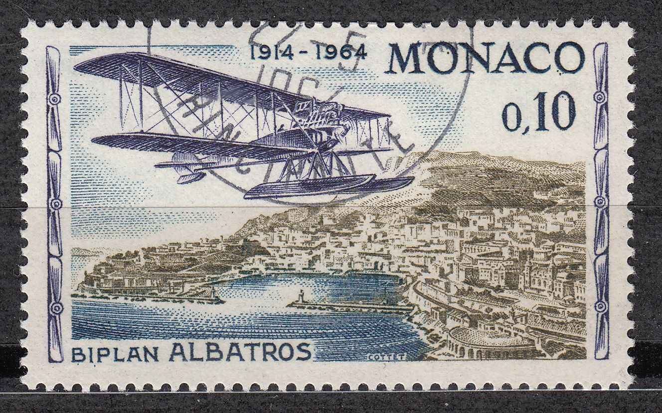 TIMBRE MONACO OBL N 642 AVIATION BIPLAN ALBATROS 123109392179