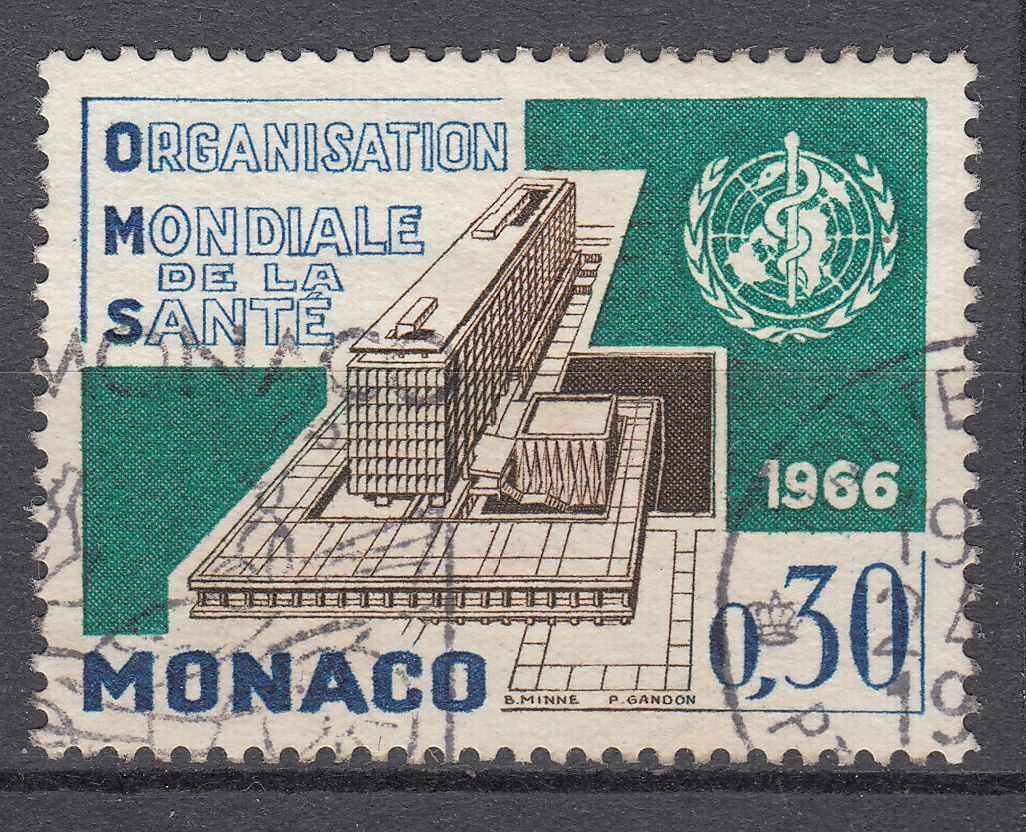 TIMBRE MONACO OBL N 703 SIEGE ORGANISATION MONDIALE DE LA SANTE GENEVE OMS 401555114199