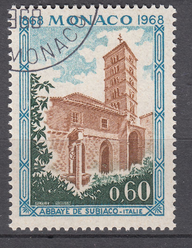 TIMBRE MONACO OBL N 747 ABBAYE DE SUBIACO NULLIUS DIOECESIS 123282898659