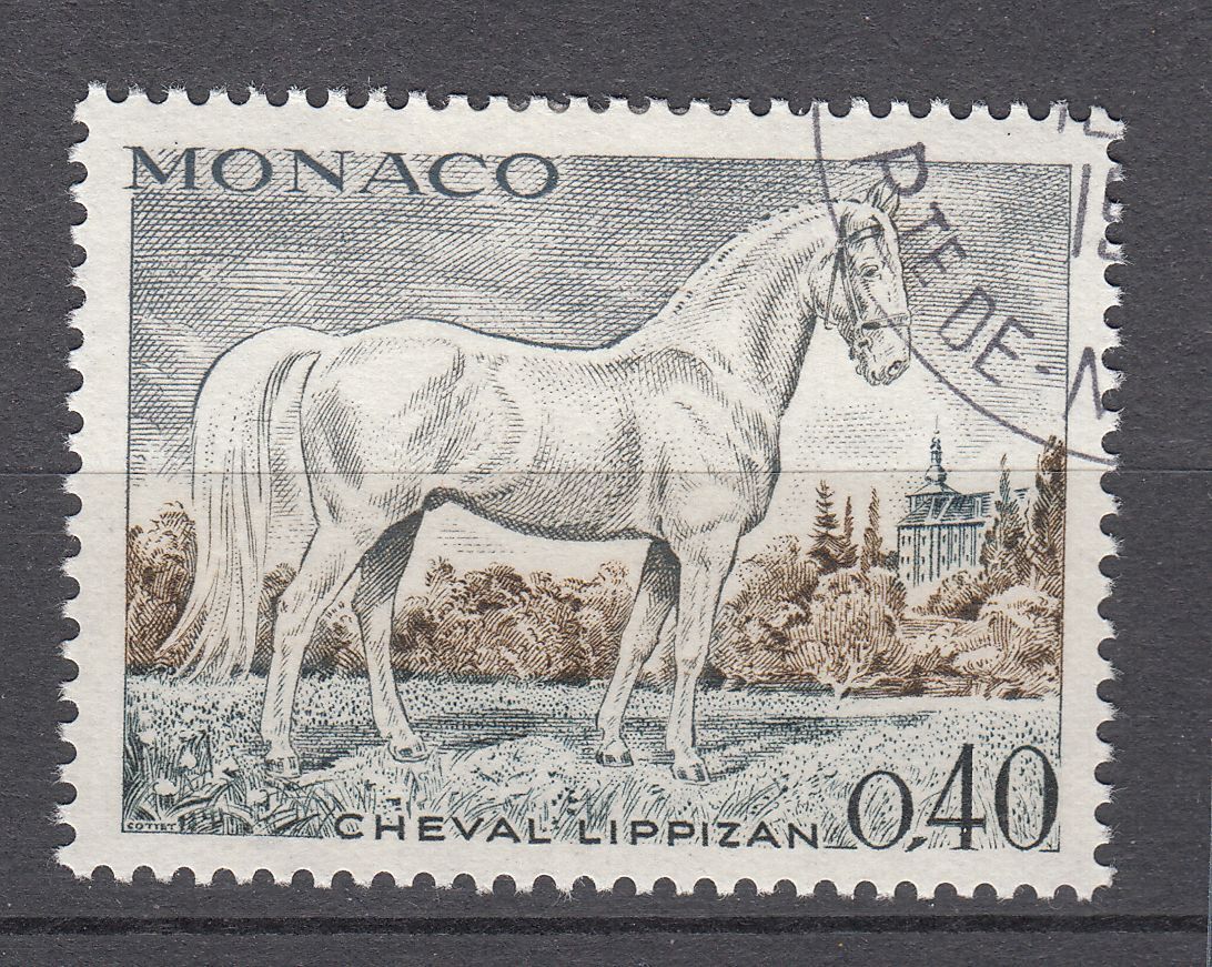 TIMBRE MONACO OBL N 834 CHEVEAUX DE SANG CHEVAL LIPPIZAN 123323301729