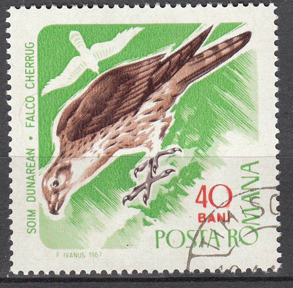 TIMBRE ROUMANIE OBL N 2280 OISEAUX ET PROIE FAUCON SACRE 124008206129